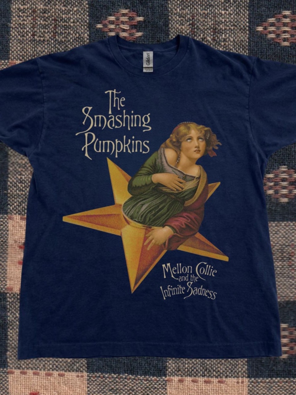 Gildan Navy The Smashing Pumpkins Graphic Tee - Yellow & Green Print